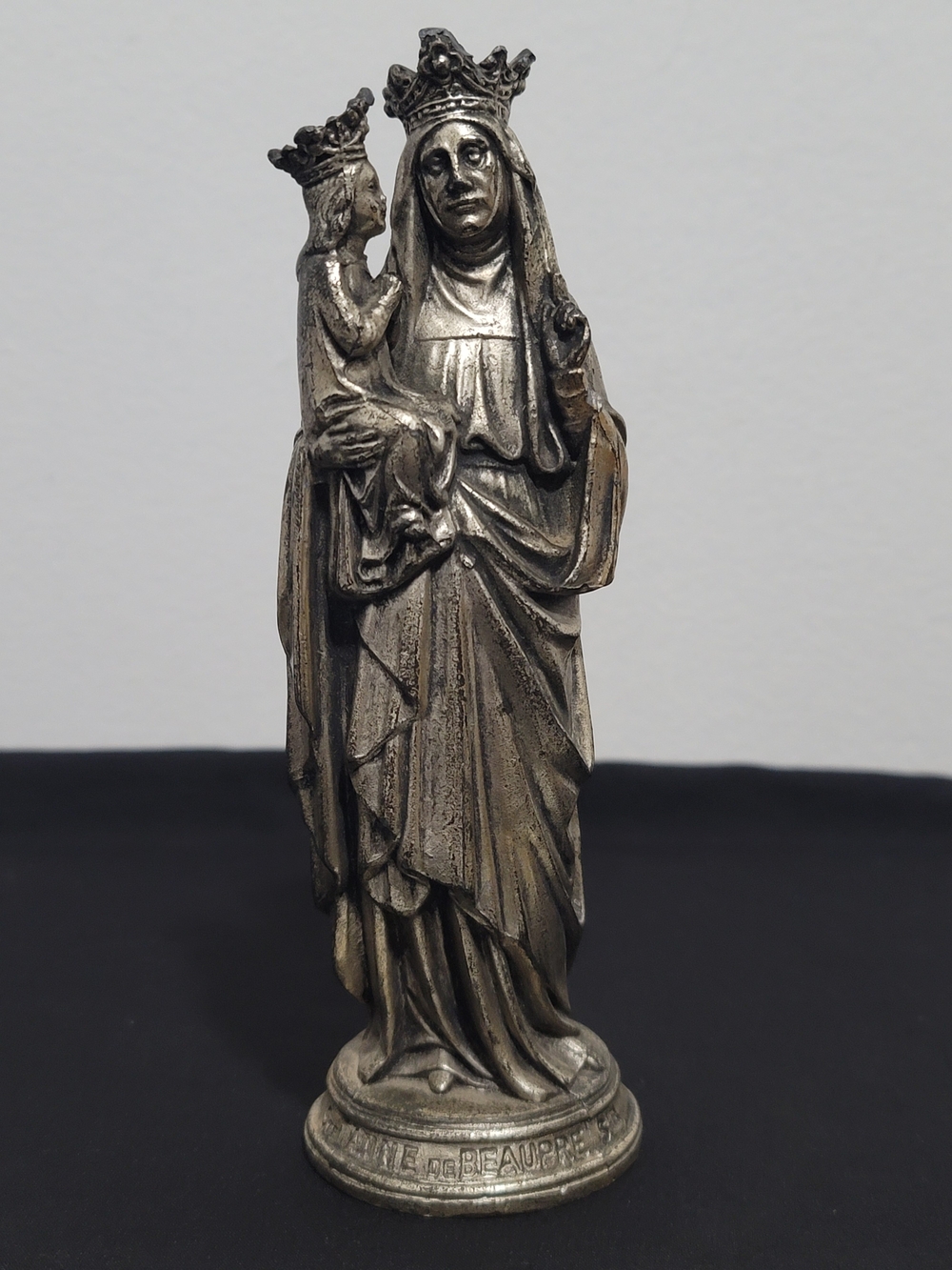 Antique Silverplate  Statue St Anne de Beaupre Sia Holding Baby Mary France